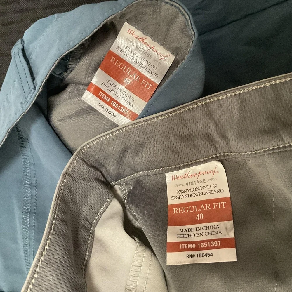 Lot Of 2 Weatherproof Vintage Shorts Mens Size 40 Blue Gray Chino Stretch Casual